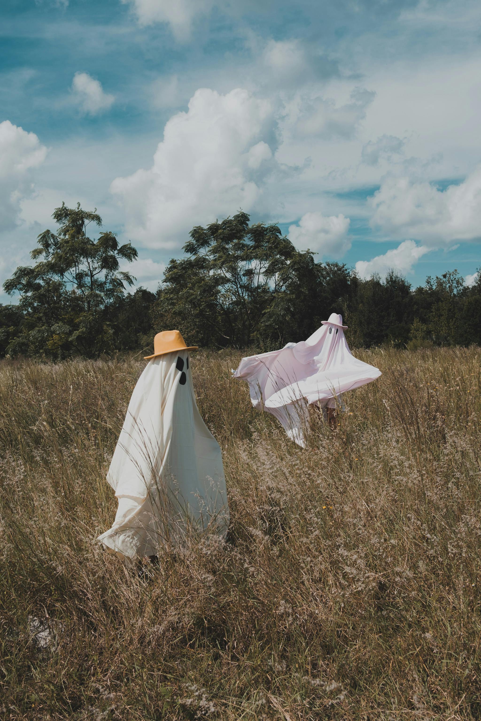 Two ghosts, sated, right after the mindful picnic they just had