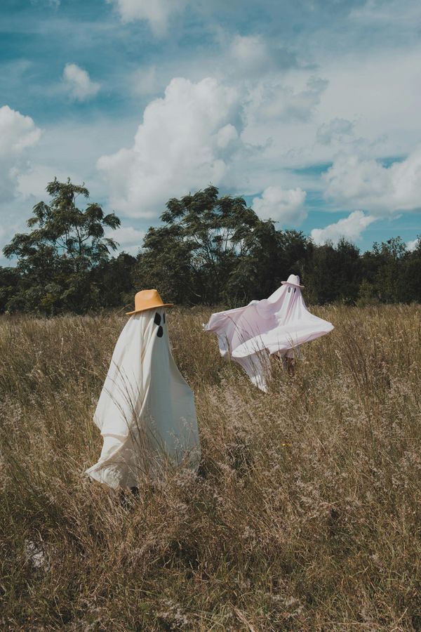 Two ghosts, sated, right after the mindful picnic they just had